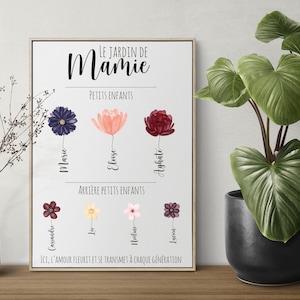 Personalized poster Le Jardin de Mamie – Gift for Grandma with the first names of the grandchildren – PDF format