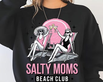 Salzige Mütter Beach Club Png, trendige Sommer Png, ästhetische Strand Shirt Png, Strand Mädchen Png, lustiges sarkastisches Mutter Design, preppy Mama Png, Muttertag