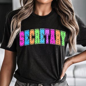 Checkered Secretary Shirt PNG: Preppy Admin Design (Digital Download)