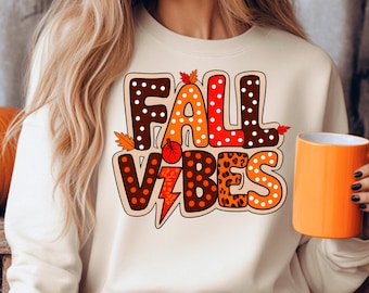 Shirtontwerp Fall Vibes: png: herfstsublimatie (digitale download)