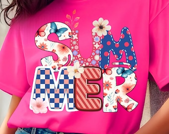 Preppy Summer PNG, Floral Summer PNG, Retro Summer Png, Beach Png, Hello Summer Png, Summer Checkered Png, Summer Brushstroke Png