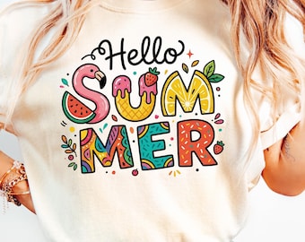 Hello Summer shirt PNG, Sunshine Png, Summer tee Png, Beach shirt Png, Retro Summer, summer vacation png, Preppy summer png