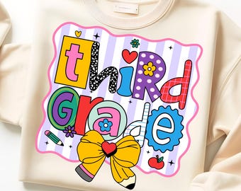Camiseta de tercer grado coqueta PNG, Maestra retro PNG, Camiseta de tercer grado PNG, Maestra de tercer grado PNG, Maestra coqueta, Niños de tercer grado PNG