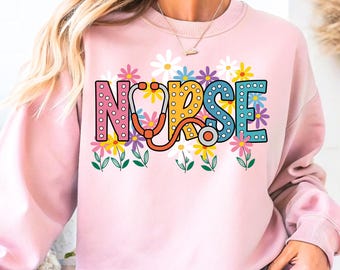 Infirmière d'été PNG, conception de chemise d'infirmière, infirmière autorisée, médical, soins infirmiers, praticien de la médecine PNG, téléchargement numérique, infirmière florale png