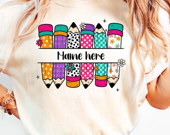 Personalised Name shirt png, Custom Teacher name Png, Back To School png,  Custom Teacher shirt png, Teacher's Day gift, Student name shirt