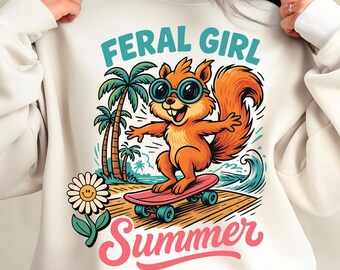 Wildes Mädchen Sommer Waschbär PNG, Wildheit Png, lustiger Sommer Png, Erwachsenen Humor Png, Skating Png, Mädchen Reise Png, lustige sarkastische Sublimation Png