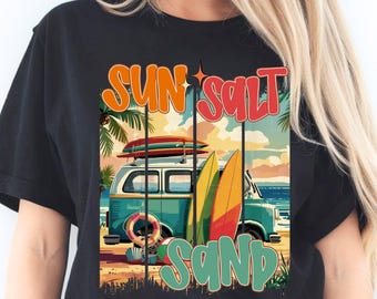 Sun Salt and sand Summer shirt PNG, Sunshine Png, Summer quote Png, Beach shirt Png, Retro Summer, summer vacation png, Camping shirt png