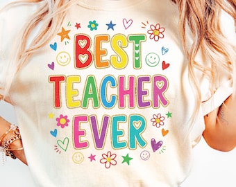 Preppy Teacher appreciation slogan shirt png, Best Teacher ever Png, Teacher Appreciation Gift, Retro Teacher png, Teacher appreciation png