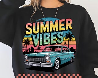 Summer Vibes png, cool zomerauto-ontwerp png, zomervakantie sublimatieontwerp, retro zomerontwerp png, strandontwerp, strandvakantie, png