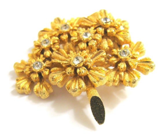 Vintage 1950's Stratton Flower Bouquet & Rhinesto… - image 1