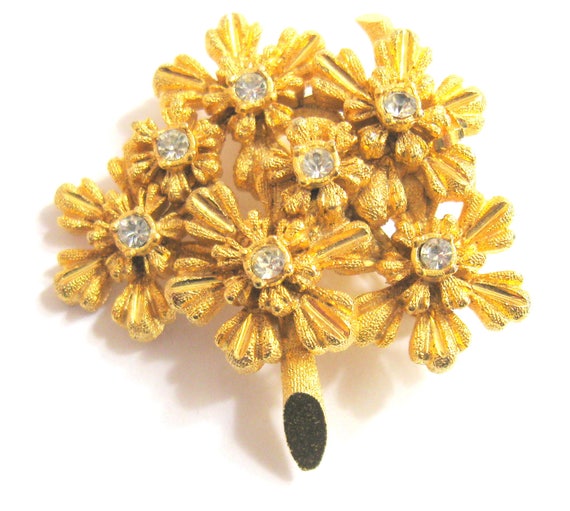 Vintage 1950's Stratton Flower Bouquet & Rhinesto… - image 3