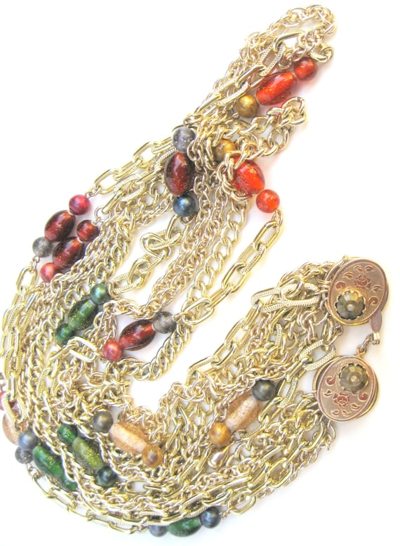 Signed PAMAR Multi-Chain & Italian Bead Necklace