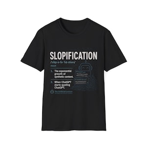 Slopification AI T-shirt | Rolig ChatGPT-tröja för AI-humor, tekniska memes och kritiker av syntetiskt innehåll