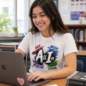 Camiseta All In (IA) Arte Música Escritura Programación / Meme de IA
