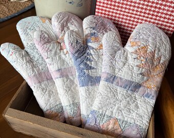 Vintage Quilt Oven Mitt | Sold Individually | Farmhouse Kitchen