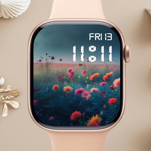 Quadrante Apple Watch floreale, sfondo per orologio, sfondo per Apple Watch da donna, download istantaneo del grazioso quadrante Apple Watch