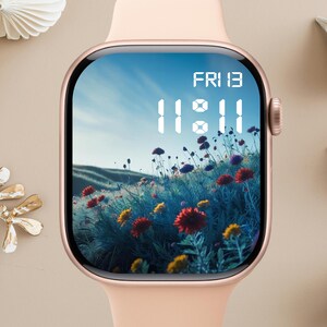 Quadrante Apple Watch floreale, sfondo per orologio, sfondo per Apple Watch da donna, download istantaneo del grazioso quadrante Apple Watch