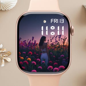 Quadrante Apple Watch floreale, sfondo per orologio, sfondo per Apple Watch da donna, download istantaneo del grazioso quadrante Apple Watch