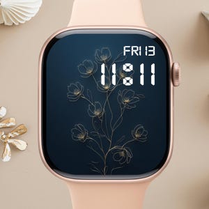 Quadrante Apple Watch floreale, sfondo per orologio, sfondo per Apple Watch da donna, download istantaneo del grazioso quadrante Apple Watch