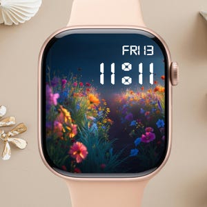 Quadrante Apple Watch floreale, sfondo per orologio, sfondo per Apple Watch da donna, download istantaneo del grazioso quadrante Apple Watch