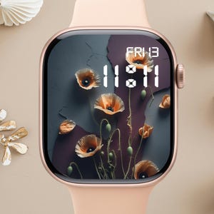 Quadrante Apple Watch floreale, sfondo per orologio, sfondo per Apple Watch da donna, download istantaneo del grazioso quadrante Apple Watch