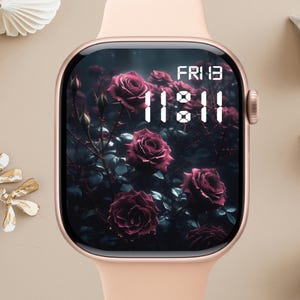 Quadrante Apple Watch floreale, sfondo per orologio, sfondo per Apple Watch da donna, download istantaneo del grazioso quadrante Apple Watch