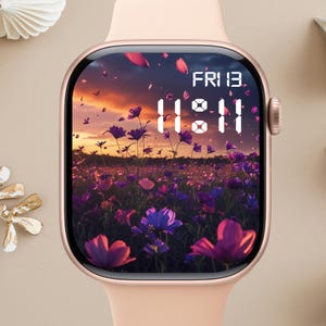 Quadrante Apple Watch floreale, sfondo per orologio, sfondo per Apple Watch da donna, download istantaneo del grazioso quadrante Apple Watch