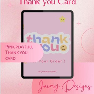 Carte rose ludique - Merci-