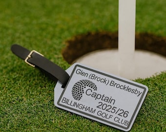 Etichetta personalizzata per sacca da golf – Incisione personalizzata con cinturino in pelle, regalo originale per lui, papà, nonno, torneo, società, giornata fuori casa, addio al celibato