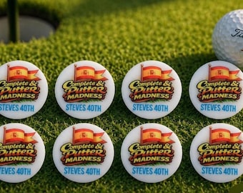 Marcador de bolas de golf personalizado a color: regalo grabado para golfistas, clubes, excursiones, despedidas de soltero o torneos. Texto, imagen y nombre personalizados.