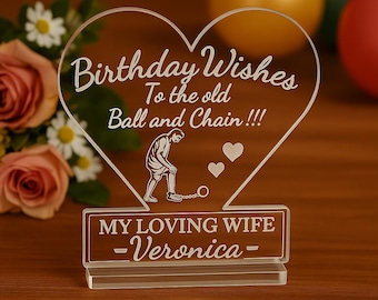 Targa acrilica personalizzata a forma di cuore – Auguri di compleanno per moglie – Regalo romantico per lei, ricordo di anniversario, targa d'amore incisa, moglie
