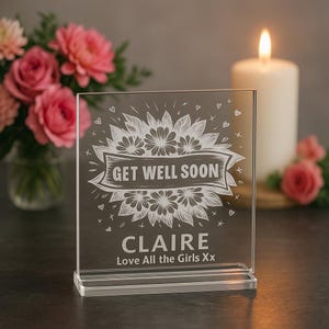 Personalised Get Well Soon Plaque – Engraved Acrylic Keepsake Gift, Thinking of You, Good Luck for the Future or Recovery Support