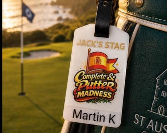 Personalised Golf Bag Tag – Custom Engraved with Leather Strap, Gift for Him , Dad, Grandad, Tournament, society, away day , stag do