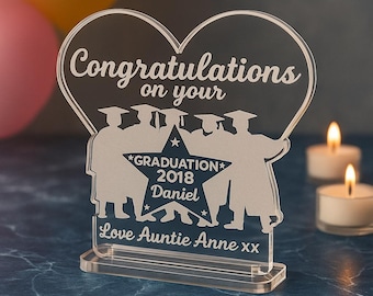Regalo di laurea personalizzato / Targa per superamento esami / Ricordo in acrilico trasparente / Regalo di congratulazioni inciso / Regalo di laurea