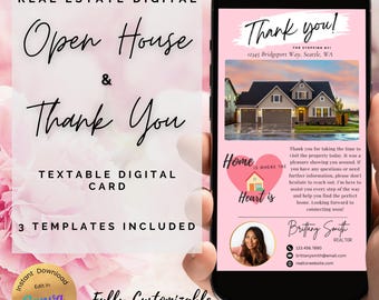 Invitación a jornada de puertas abiertas (tarjeta digital con texto) para el Día de San Valentín (bienes raíces), plantilla Canva para folleto de marketing de febrero para agentes inmobiliarios