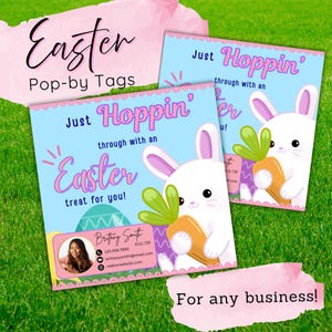 Ostern Pop-by Geschenkkorb Vorlage für Makler & Unternehmen, druckbare Leckerli Tags, Frühling Marketingkarten digitaler Download