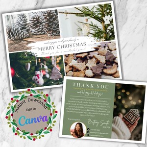 Modello di cartolina di ringraziamento per agente immobiliare per le vacanze di Natale, download digitale, biglietto di auguri a tema festivo per agente immobiliare, mailer di marketing
