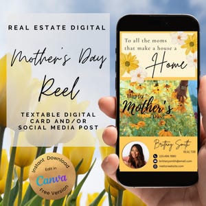Onroerend goed Fijne Moederdag Makelaar Marketing Sociale media fb Reels Lente digitale postkaart, voor alle moeders die van een huis een thuis maken