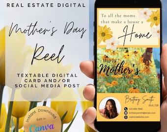 Bienes Raíces Feliz Día de la Madre Agente de Bienes Raíces Marketing Redes Sociales fb Reels Tarjeta Postal Digital de Primavera, Para Todas las Mamás que hacen de una casa un Hogar