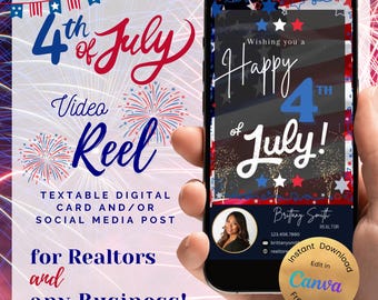 Real Estate 4th of July Video Reel, Textable Digital Card (Canva)