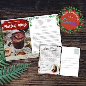 Modello di cartolina di ricette per le vacanze di Natale per agente immobiliare, modello di biglietto di auguri a tema natalizio per agente immobiliare, download digitale di posta elettronica di marketing Canva