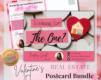 Postal de agradecimiento por recomendación de bienes raíces para el Día de San Valentín, plantilla Canva para correo de marketing de tarjetas emergentes para febrero, descarga digital