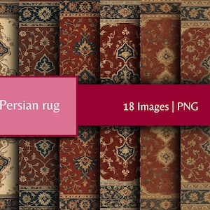 Persian Rug Digital Paper – 8.5&quot; x 11&quot; Printable Background | Deep Red Vintage Carpet Design | Scrapbook, Journal, Collage Paper