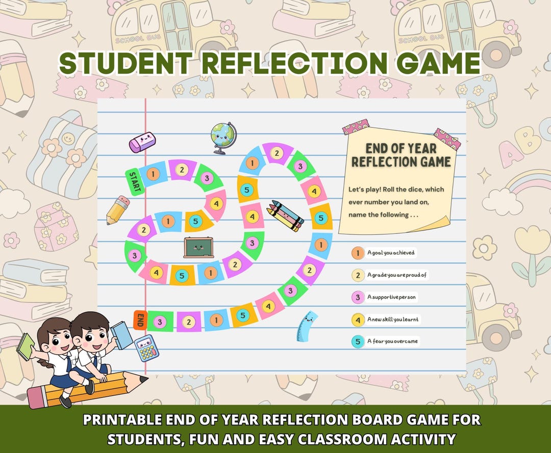 End of Year Reflection Game Printable Classroom Activity Board Game ...