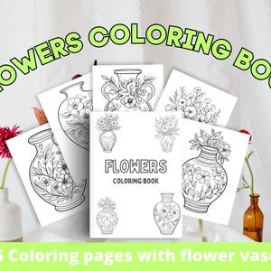 Blumenvase Malseiten: 25 druckbare Kunsttherapie-Designs (PDF-Download