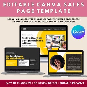 Sales Page Canva Template | Editable Landing Page for Digital Products & Coaches | Instant Download