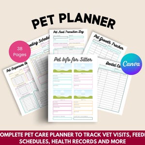 Pet Care Planner Printable Pet Organizer for Medical Records and Sitter Info