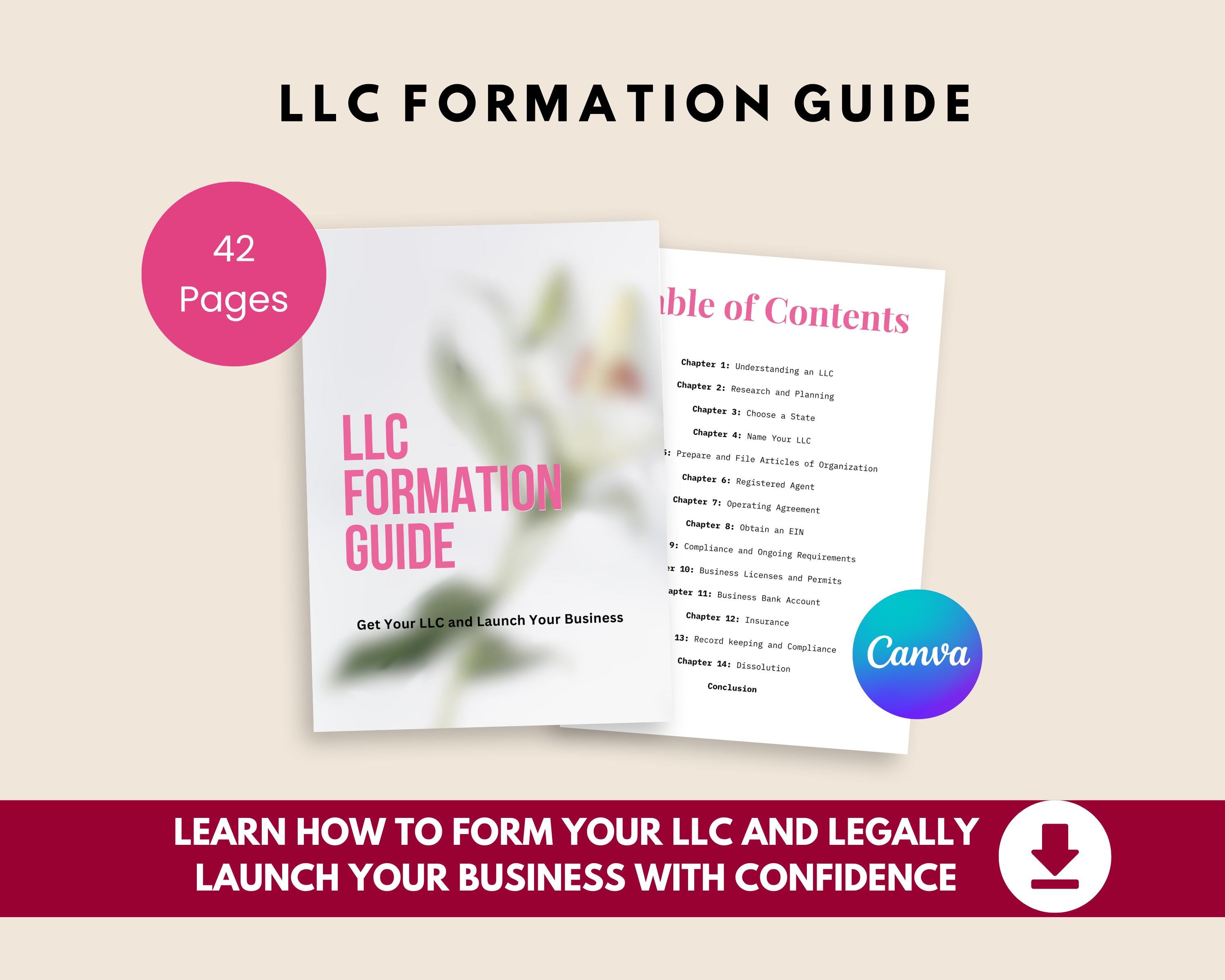 LLC Formation Guide for Beginners | Step-by-Step eBook for Starting Your Own Business | Easy Business Setup Checklist