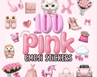 100 Pink Emoji Stickers: iMessage, Social Media (MRR)
