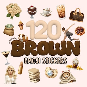 120 Brown Emoji Stickers | Aesthetic iMessage & Social Media Pack | MRR